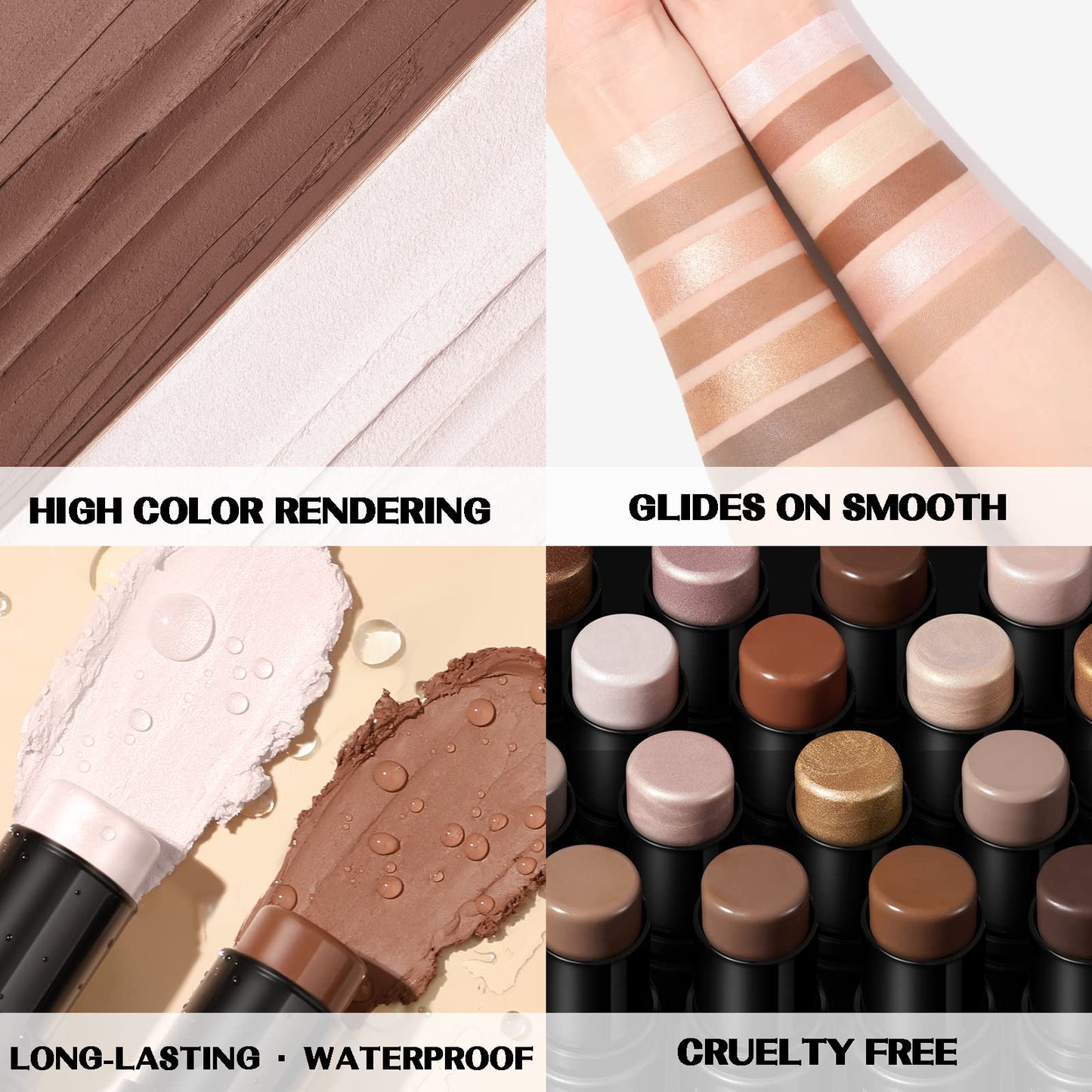 FOCALLURE 2 Pcs Contour Foundation Stick, Highlighter & Bronzer Pen, Face Brightens & Shades Pencil, Highlighting Shade Longwear Makeup, Highlight Beauty & Personal Care FOCALLURE