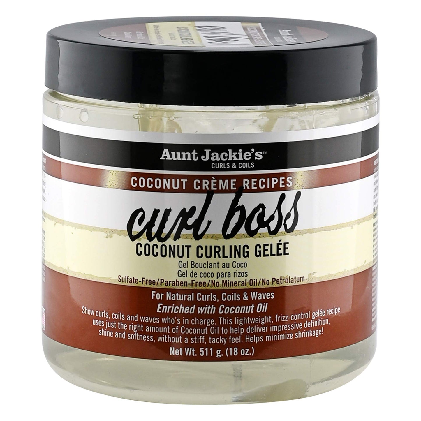 Aunt Jackie's Coconut Crème Recipes Curl Boss Coconut Curling Hair Gel for Natural Curls, Coils and Waves, 18 oz Beauty & Personal Care Aunt Jackie's