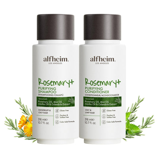 ALFHEIM Rosemary+ Purifying Shampoo & Conditioner Set Travel Size - Balancing Care for Oily & Fine Hair with Rosemary, Peppermint & Jojoba Oils - Deep Beauty & Personal Care ALFHEIM