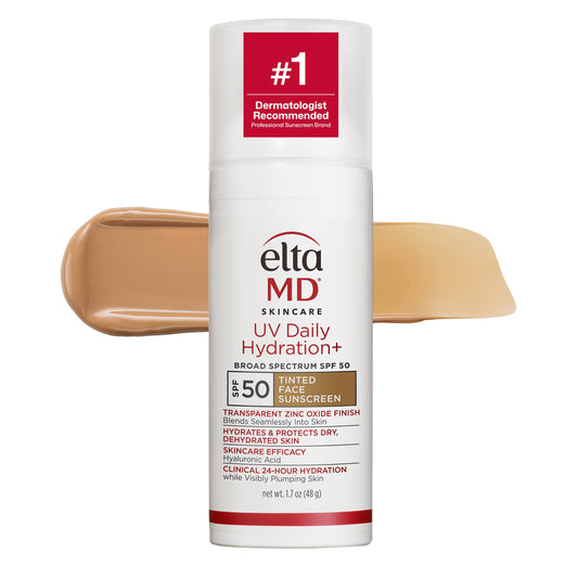 EltaMD UV Daily Hydration+ Tinted Face Sunscreen with Transparent Zinc Oxide and Hyaluronic Acid, Moisturizes and Protects, Great for Dry Beauty & Personal Care EltaMD