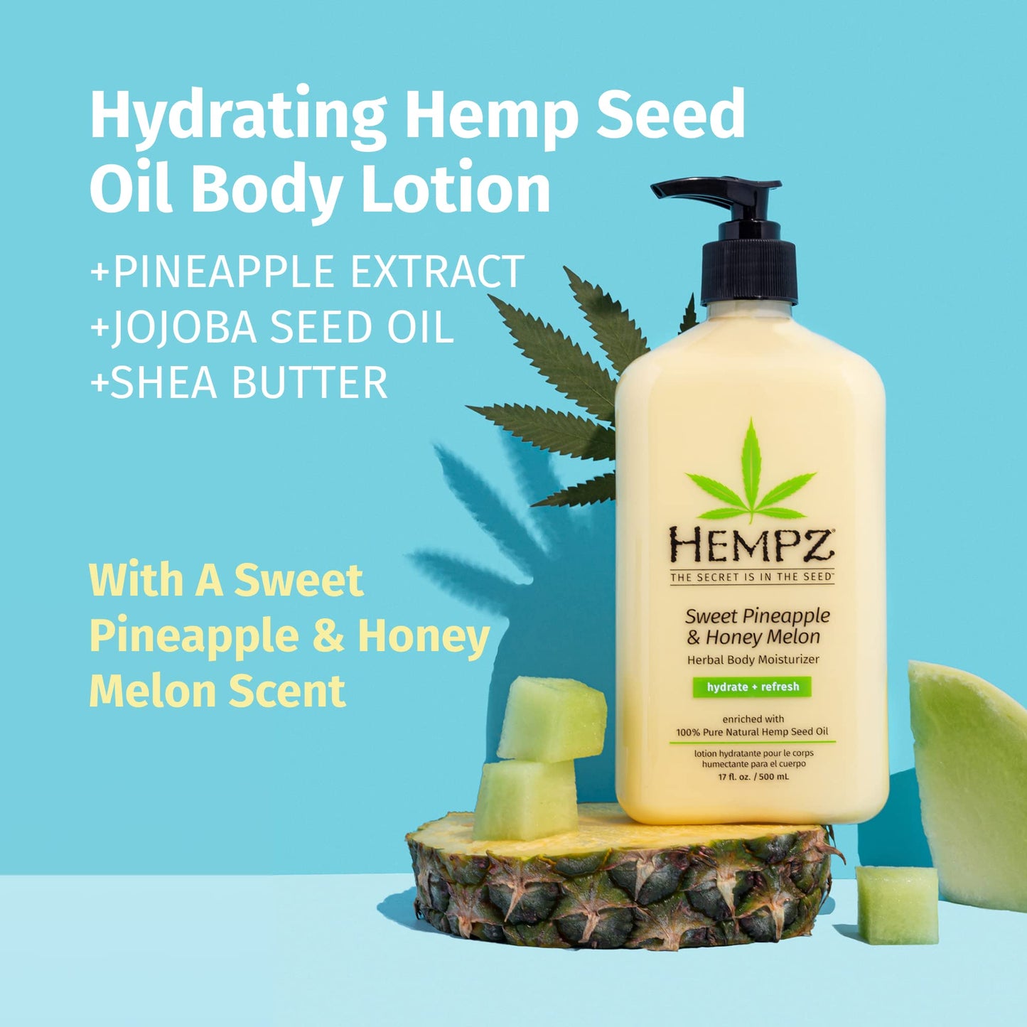 HEMPZ Body Lotion - Sweet Pineapple and Honey Melon - Daily Moisturizing Cream - 17oz Beauty & Personal Care Hempz