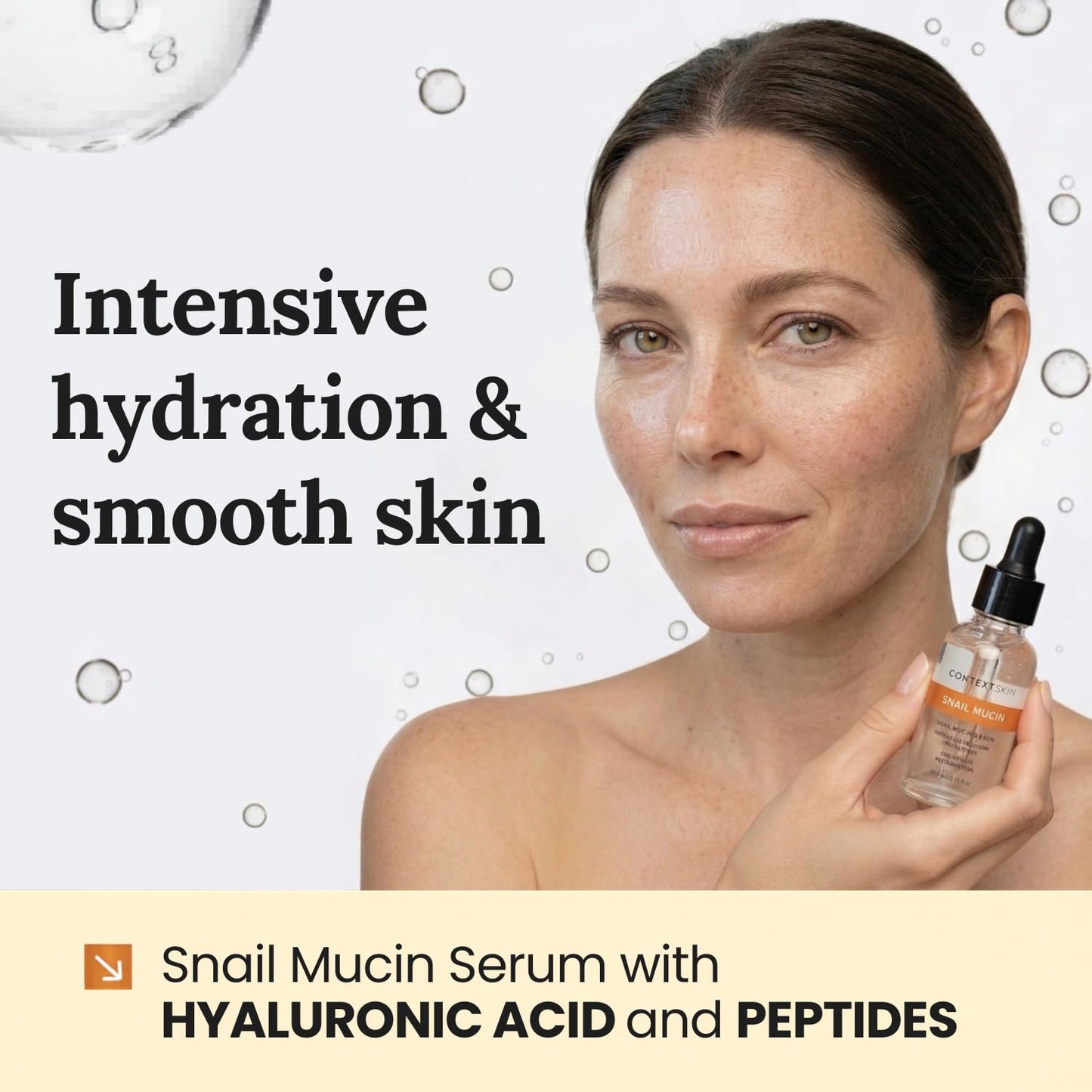 Context Skin Snail Mucin Serum for Face, 96% Snail Mucin + Hyaluronic Acid & Peptides, Lightweight Hydration, Fast-Absorbing, Smooth Texture, Daily Beauty & Personal Care CONTEXT SKIN