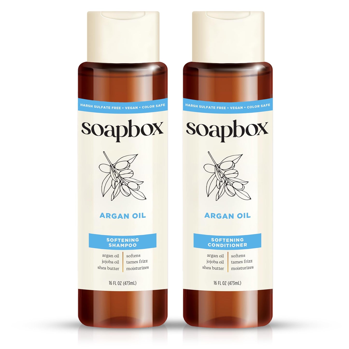 Soapbox Argan Oil & Vanilla Shampoo & Conditioner Set, Leaves Hair Smooth & Controls Frizz - Clean Ingredients Free of Harsh Chemicals, Sulfates Beauty & Personal Care Soapbox