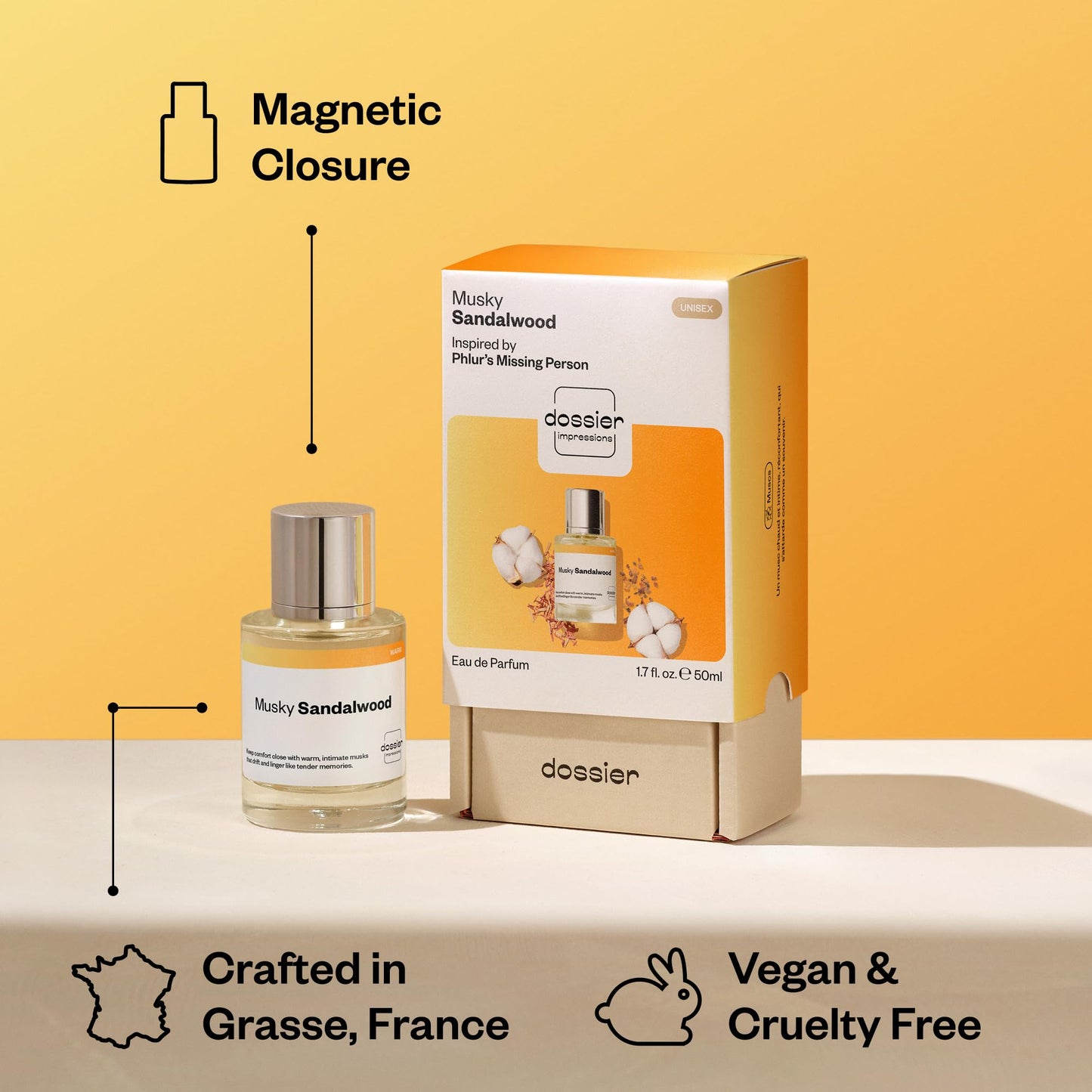 Dossier - Musky Sandalwood - Eau de Parfum - Inspired by Missing Person - Long-Lasting Fragrance - Unisex - 1.7 fl oz (50ml) Beauty & Personal Care Dossier
