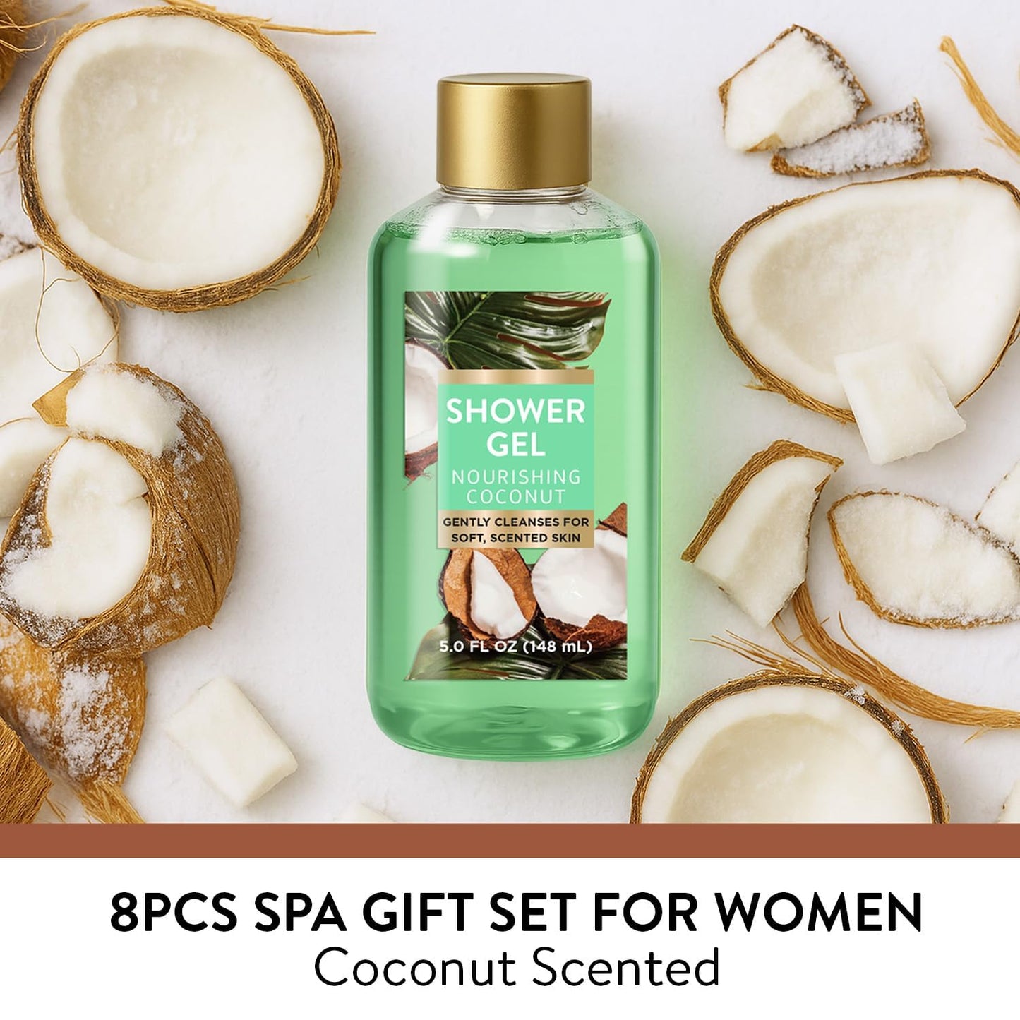 Spa Gift for Women, 8 Piece Luxury Coconut Bath Set with Bubble Bath & Bath Bombs Body Scrub Lotion Hand Cream, Bath Sets for Women Gift, Anniversary Beauty and Personal Care BODY & EARTH