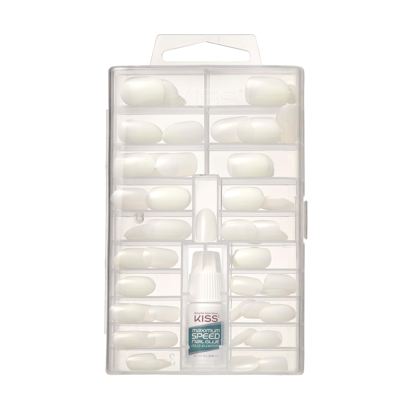 KISS 100 Full-Cover Nails, Press-On Nails, Nail glue included, 'Active Oval' Shape, Clear, Medium Size, Oval Shape, Includes 100 Nails, 3g Maximum Beauty & Personal Care KISS