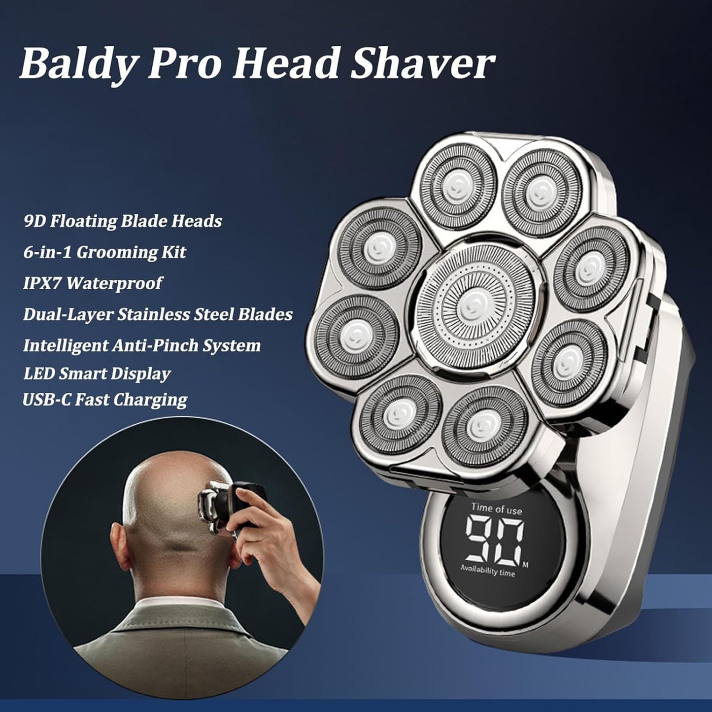 CBDYWVR Bawldy Pro Head Shaver with 9D Floating, IPX7 Waterproof Beauty and Personal Care CBDYWVR