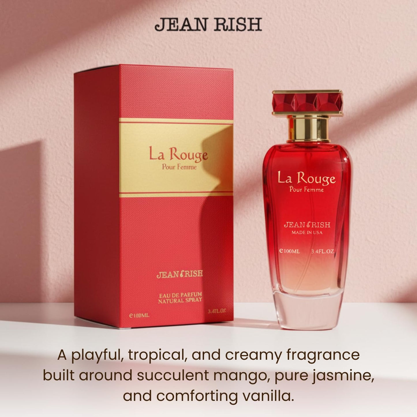 Jean Rish La Rouge Perfume for Women Eau De Parfum, Long-Lasting Luxury Fragrance, Made In USA - Bergamot, Jasmine, Cedar, Vanilla, Sandalwood Scent Beauty & Personal Care Jean Rish