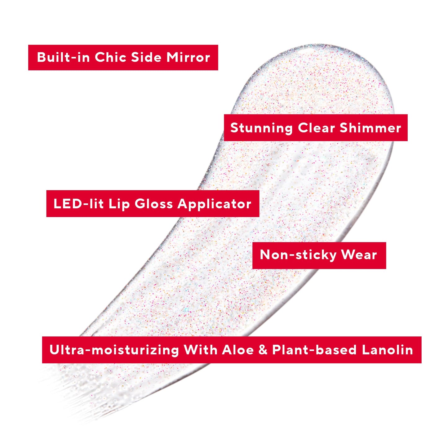 Mirabella Glow Light-Up Clear Shimmer Lip Gloss - LED Applicator with Mirror - Hydrating & Ultra-Moisturizing Formula with Jojoba Oil, Sweet Almond Beauty & Personal Care Mirabella