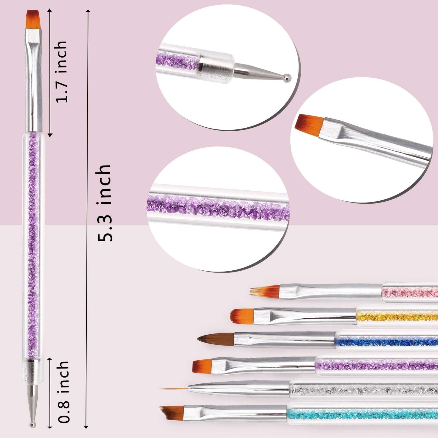 iminoo 6PCS Nail Art Brushes,Double Ended Nail Liner Brush Dotting Pen Nail Art Point Drill Drawing Tools,Double Ended Nail Art Brushe for DIY Nail Beauty & Personal Care iminoo