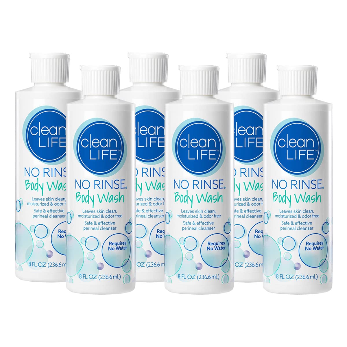 No-Rinse Body Wash 8 fl oz (Pack of 6) - Waterless, Rinse Free Formula Cleans, Moisturizes & Eliminates Odor | Sensitive Skin Safe | For Surgery Beauty & Personal Care No-Rinse