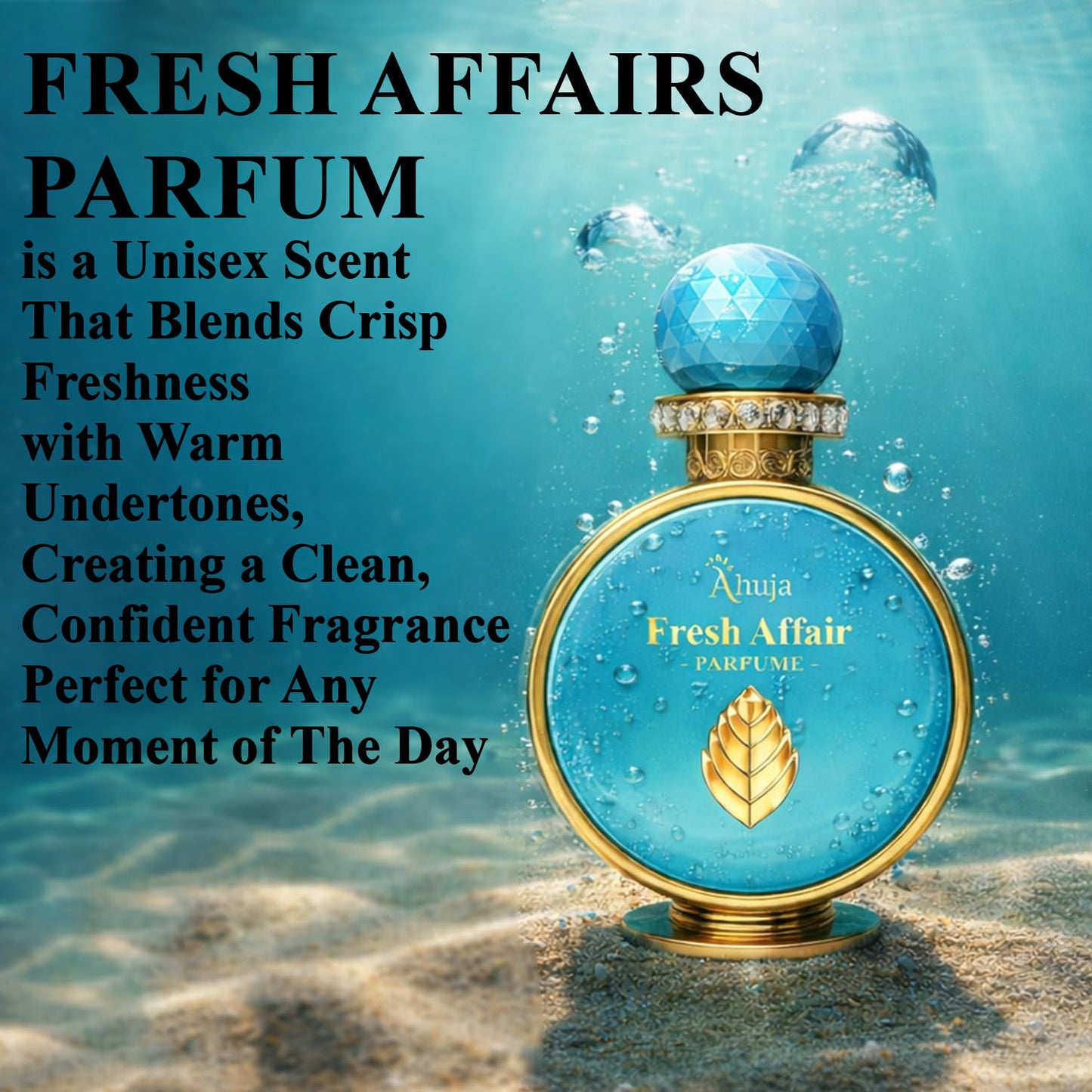 AHUJA Fresh Affairs - 3.4 oz Parfum | Unisex Floral Solar Scent | Long Lasting 30% Oil | Lemon, Jasmine, Frangipani, Ylang-Ylang, Sandalwood | Luxury Beauty & Personal Care AHUJA