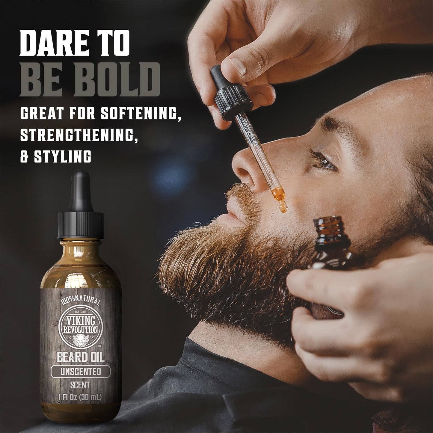 Viking Revolution Unscented Beard Oil for Men - Natural Mens Beard Oil with Argan Oil and Jojoba Oil - Beard Softener, Strengthens and Moisturizes Beauty & Personal Care Viking Revolution