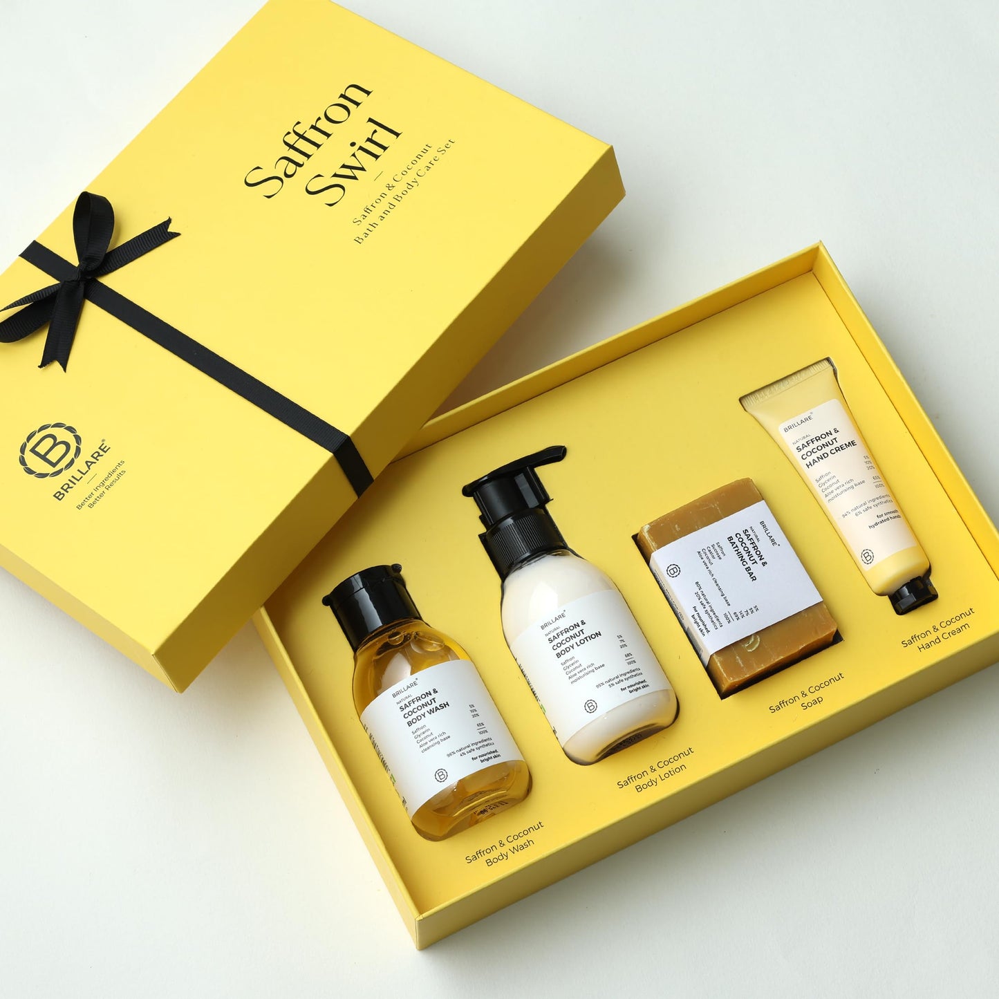 BRILLARE Saffron Swirl Gift Box - Saffron Body Wash, Saffron Body Scrub, Saffron Face Wash, Saffron Face Scrub Beauty and Personal Care BRILLARE