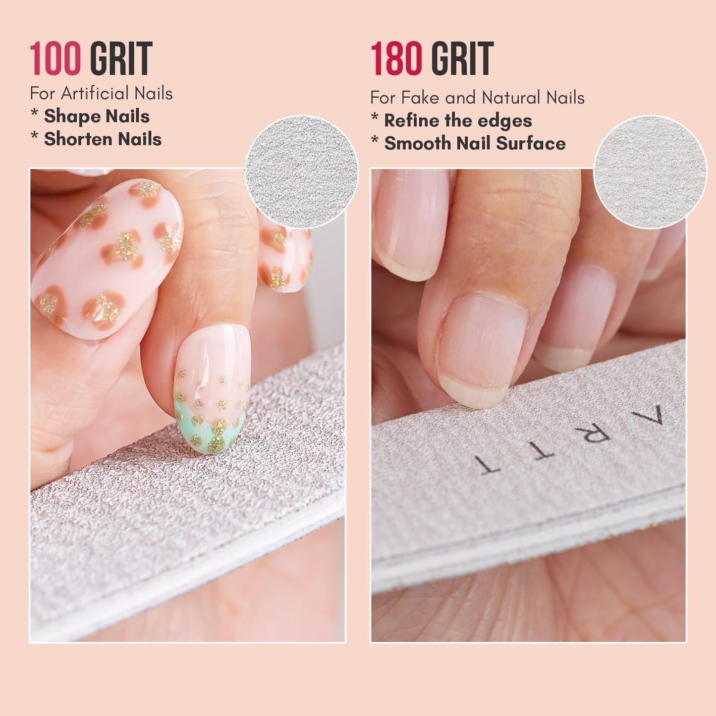Makartt Nail File: Professional Nail Files, 100/180 Grit Emery Boards for Nails, 10 Pcs Zebra Doubled Sides Coarse Fingernail Filer for Acrylic Beauty & Personal Care Makartt