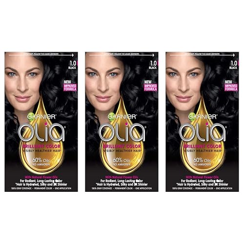 Garnier Hair Color Olia Oil Powered Permanent Hair Color, 1.0 Black, 3 Coun Beauty & Personal Care Garnier