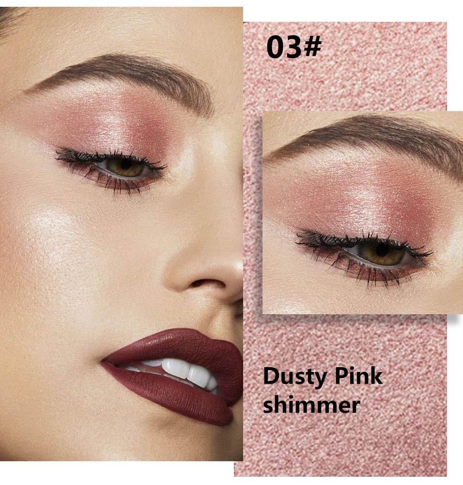 evpct Dusty Pink Champagne Single Eyeshadow Palette, Rose Gold Ice Pink Nude Glitter Cream Eye shadow Palette Singles Brightener Makeup for Older Beauty and Personal Care evpct
