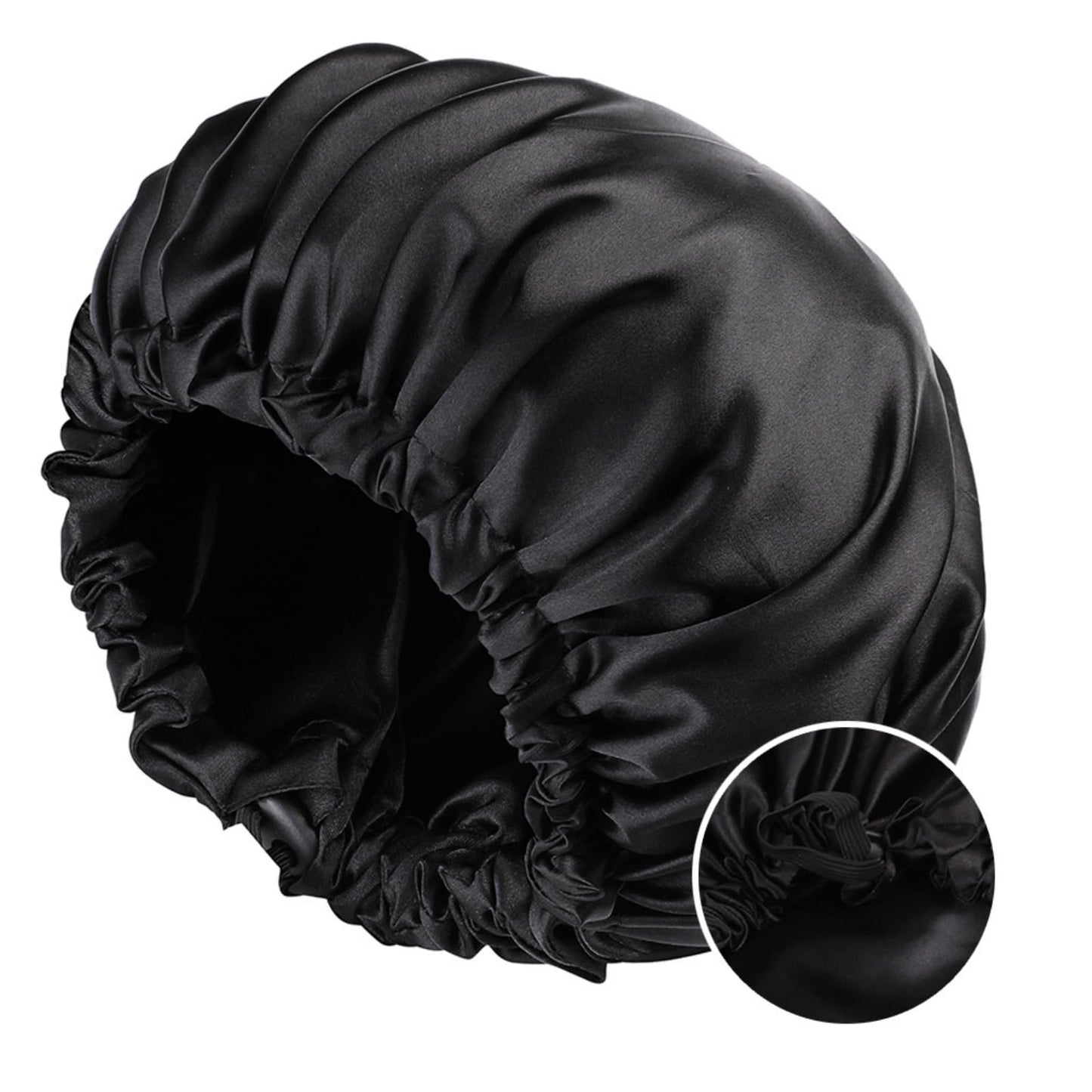 VECIIR Satin Bonnet Silk Bonnet for Sleeping Women and Men, Ajustable Hair Bonnet for Curly Hair with Double Layer Hair Bonnet,Black - Black,Medium Beauty and Personal Care VECIIR