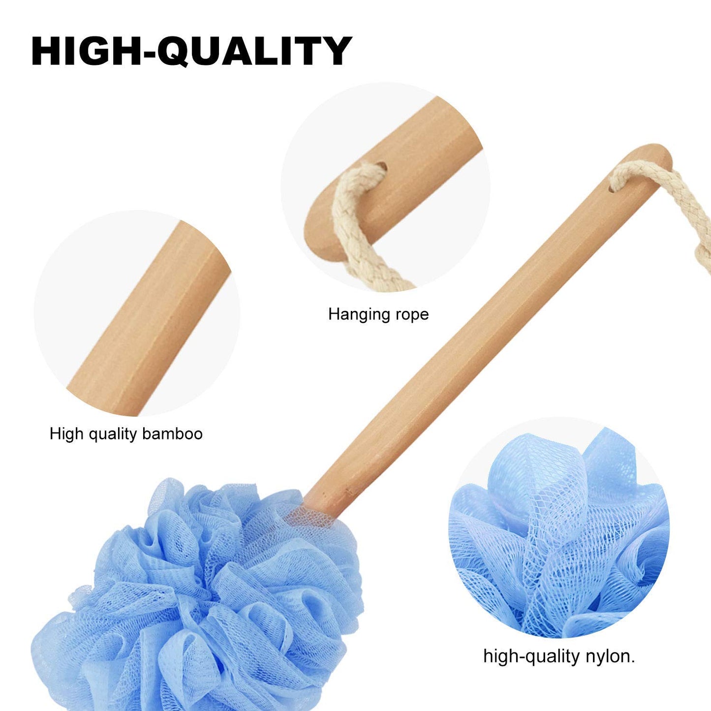 RASDDER Back Scrubber for Shower & Body, Long Handle Bath Brush with Loofah Sponge, Exfoliating Shower Brush for Men and Women Beauty & Personal Care RASDDER
