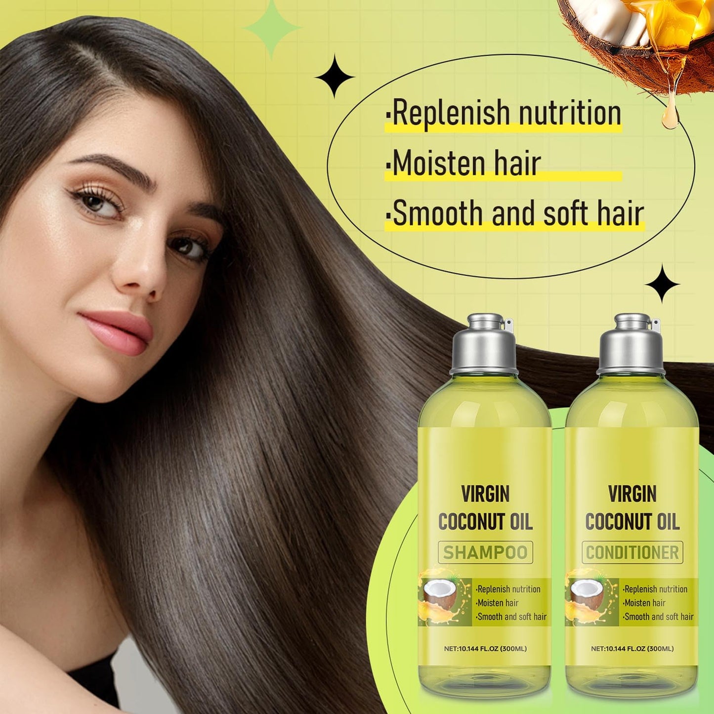 Coconut Oil Shampoo and Conditioner Set, Deep-Moisturize, Nourish, Balance Moisture and add Shine,Strengthening Hair Care & Hydrating, Damage Control Beauty & Personal Care TUOSHITONG