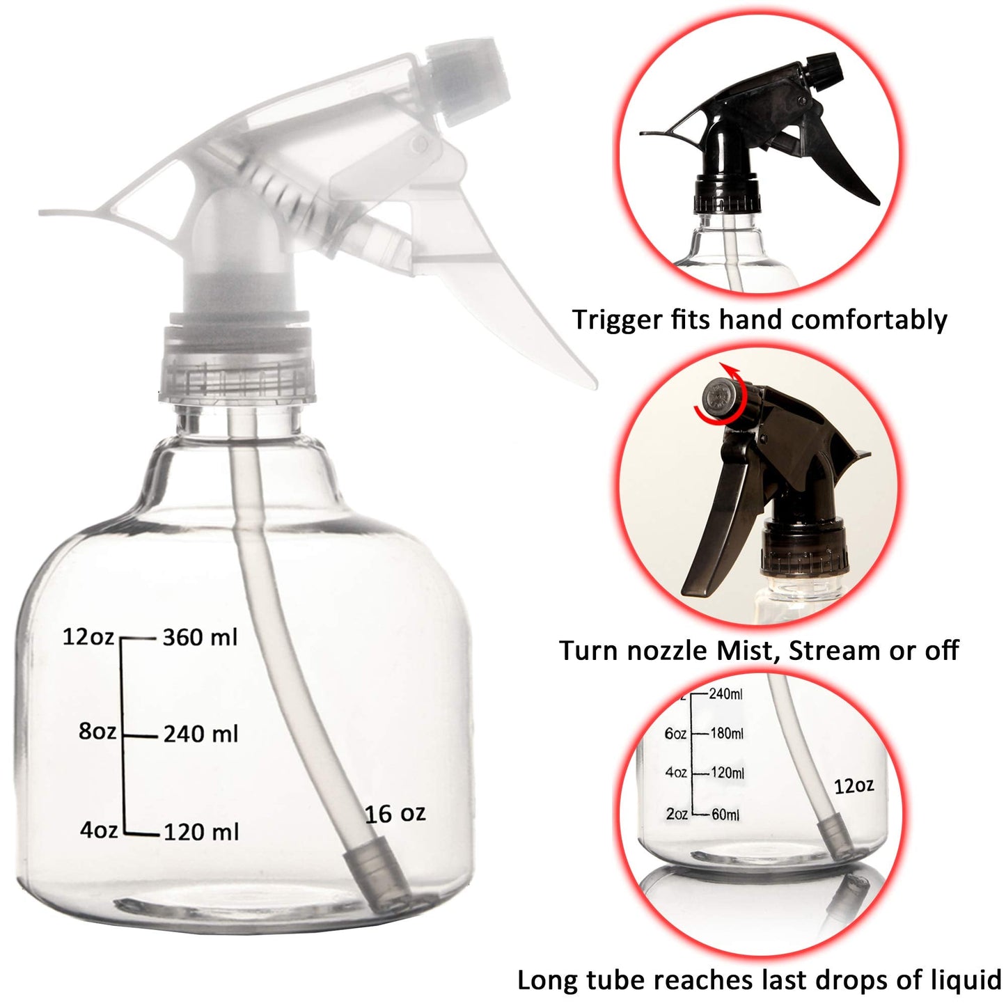 Youngever 6 Pack 16 Ounce Empty Plastic Spray Bottles, Spray Bottles for Hair and Cleaning Solutions (White) Beauty & Personal Care Youngever