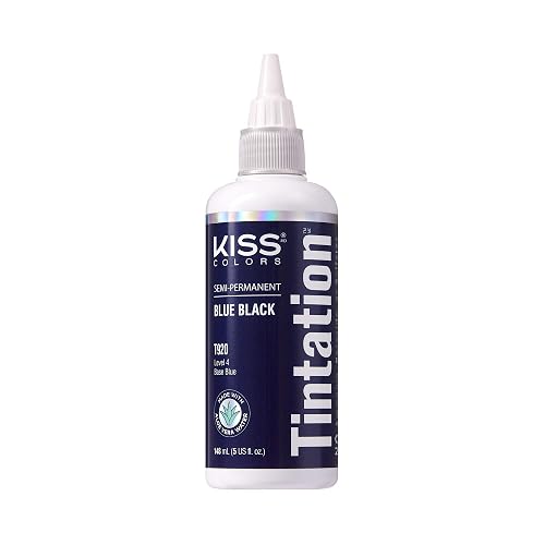 Red by Kiss Tintation Semi-Permanent Hair Color, Aloe Vera Water Based, Argan Oil, Olive Oil, Collagen & Keratin, Long-Lasting Color Dye (Blue Black Beauty & Personal Care Red By Kiss