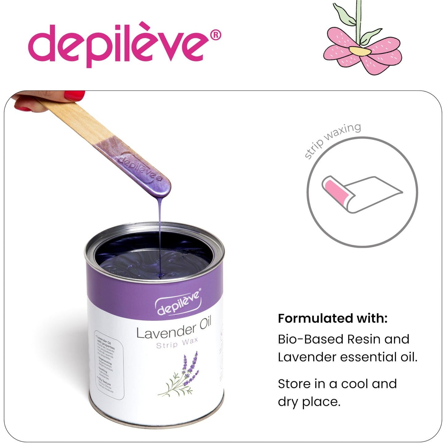 Depileve Strip Wax for Hair Removal - Lavender Rosin Wax for Sensitive Skin - Full-Body - Ideal for Delicate Areas - Moisturizing Strip - for Salon Beauty and Personal Care Depileve