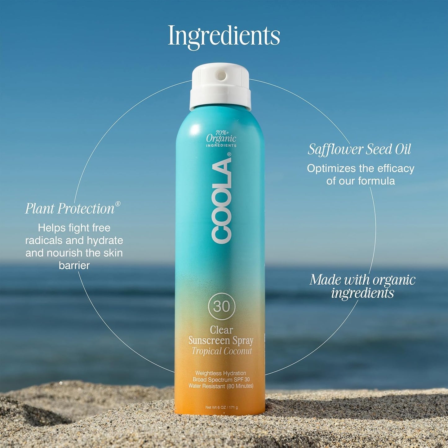 COOLA Organic Sunscreen SPF 30 Sunblock Spray, Dermatologist Tested Skin Care for Daily Protection, Vegan and Gluten Free, Tropical Coconut, 6 Fl Oz Beauty & Personal Care COOLA