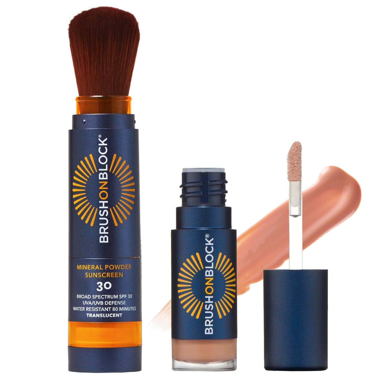 Brush On Block Full Face Sun Protection Kit, Translucent Mineral Powdered Sunscreen & Protective Lip Oil SPF 30, Reef Friendly, FSA HSA Eligible Beauty & Personal Care Brush On Block