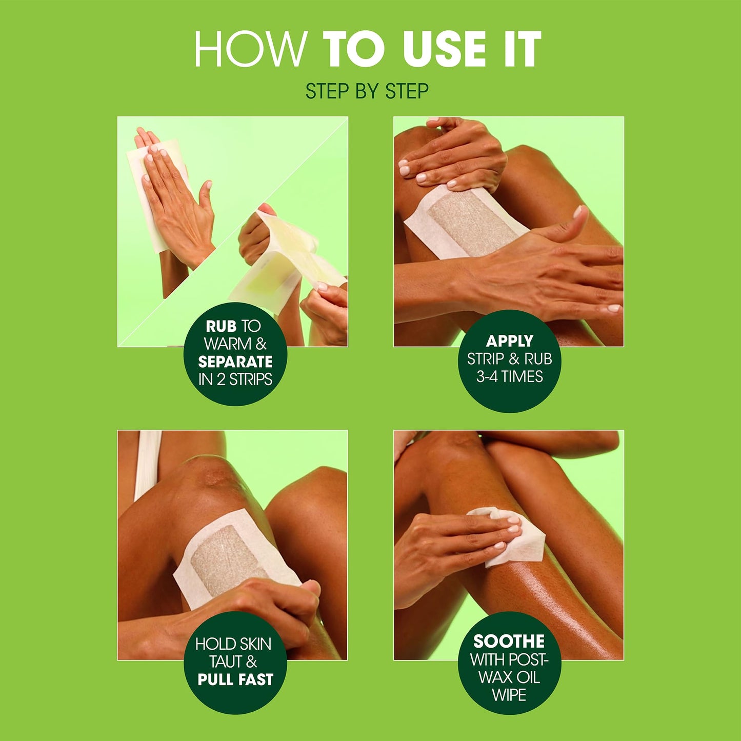 Nad's Body Wax Strips Hair Removal For Women All Skin Types, 20 Waxing Strips + 4 Calming Oil Wipes Beauty & Personal Care Nad's