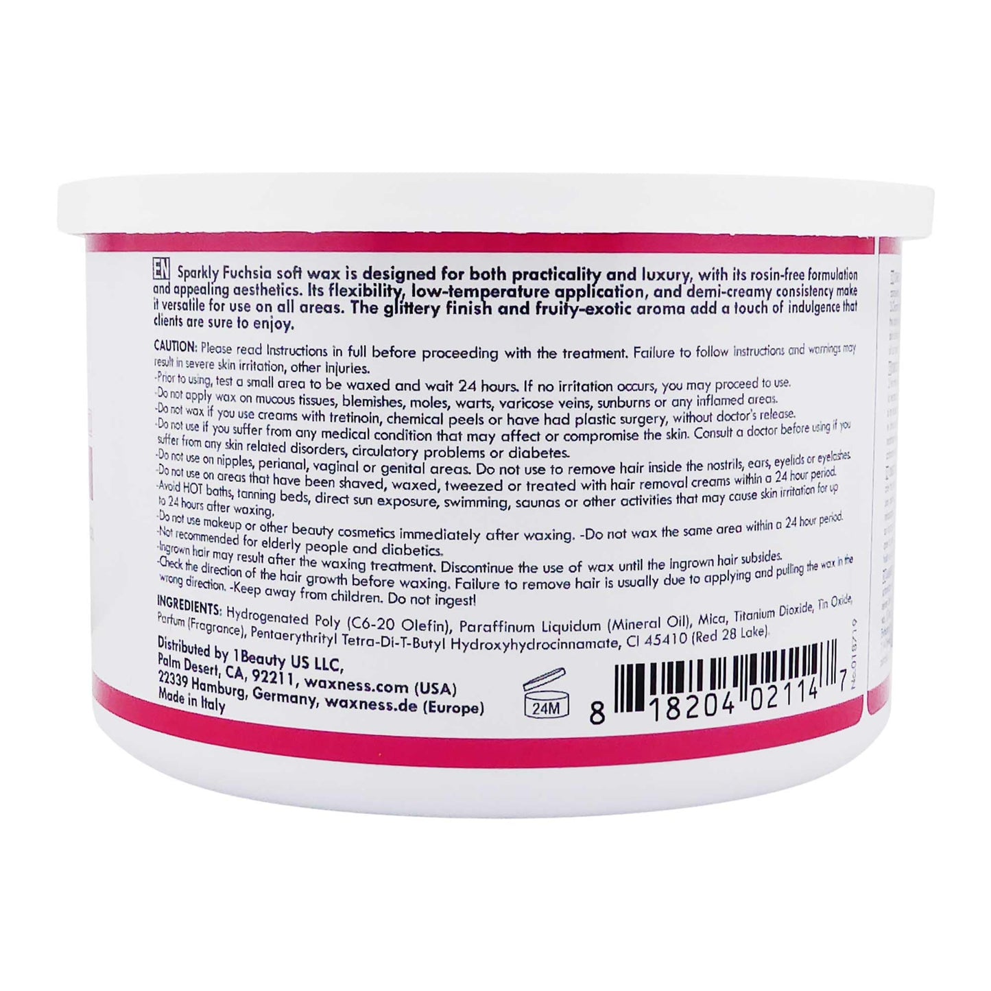 Waxness Spa Choice Rosin Free Sparkly Fuchsia Soft Wax Tin 14 oz / 397 ml Beauty and Personal Care Waxness