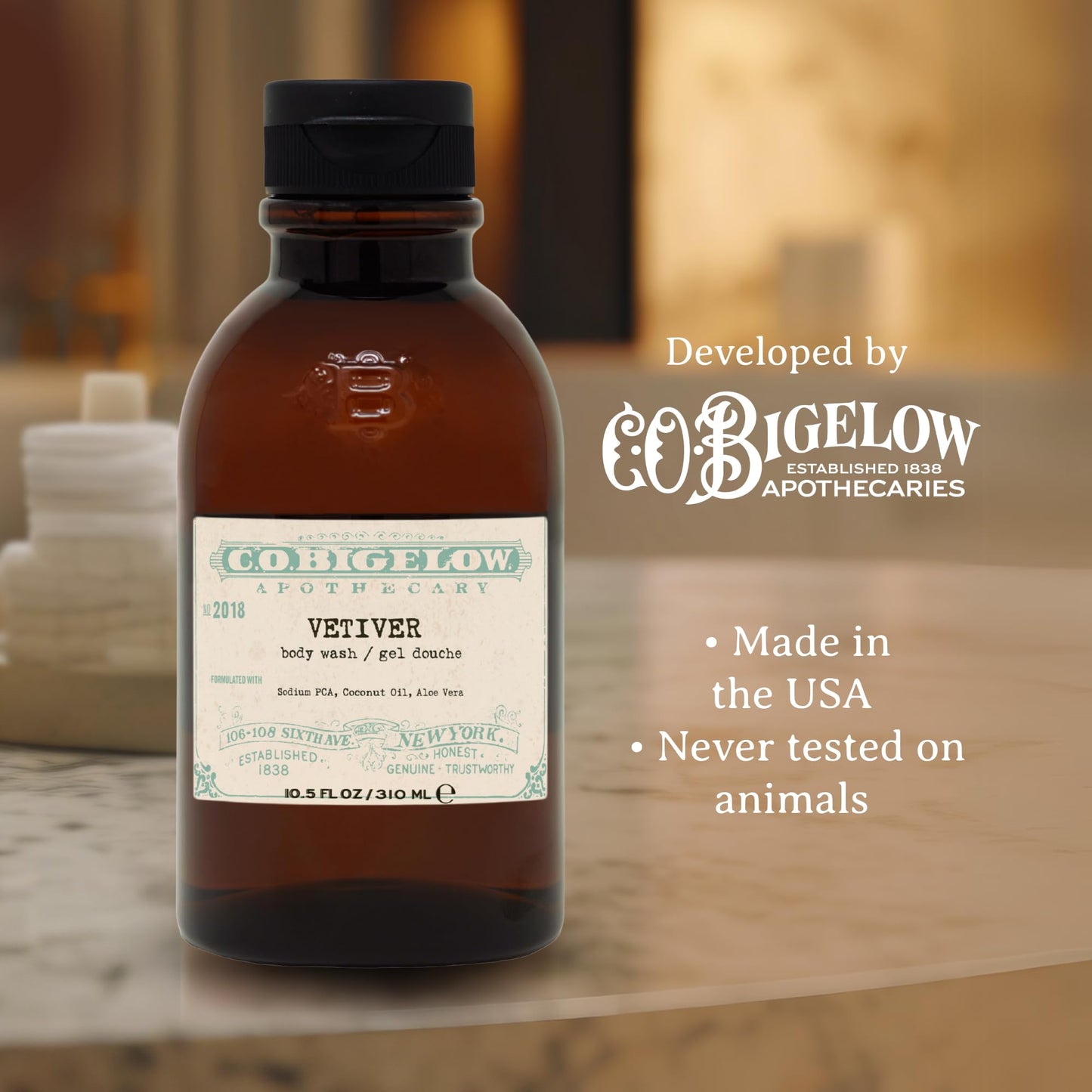 C.O. Bigelow Iconic Collection Vetiver Body Wash, Scented Shower Gel with Coconut Oil and Aloe Vera, 10.5 fl oz Beauty & Personal Care C. O. Bigelow