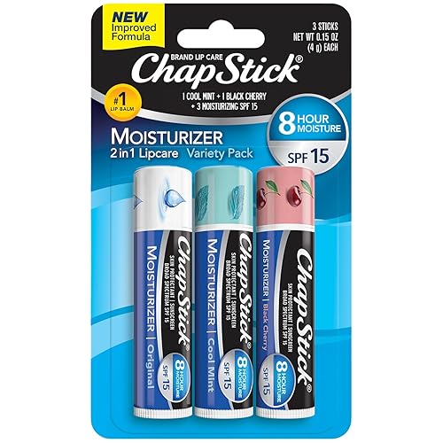 ChapStick Moisturizer 2-in-1 Lipcare SPF 15, Original, Black Cherry, Cool Mint, 3-Pack - Sunscreen Lip Balm with Aloe Vera and Vitamin E, 0.15 Oz Ea Beauty & Personal Care ChapStick
