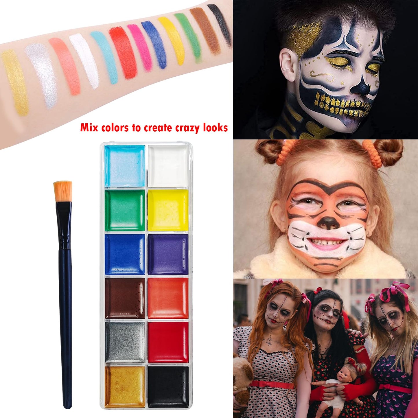 Professional Halloween SFX Special Effects Makeup Kits, Fake Blood, Scab Coagulated Blood Gel, 12 Colors Face Body Paint, Wound Modeling Scar Wax Beauty & Personal Care PillyBalla