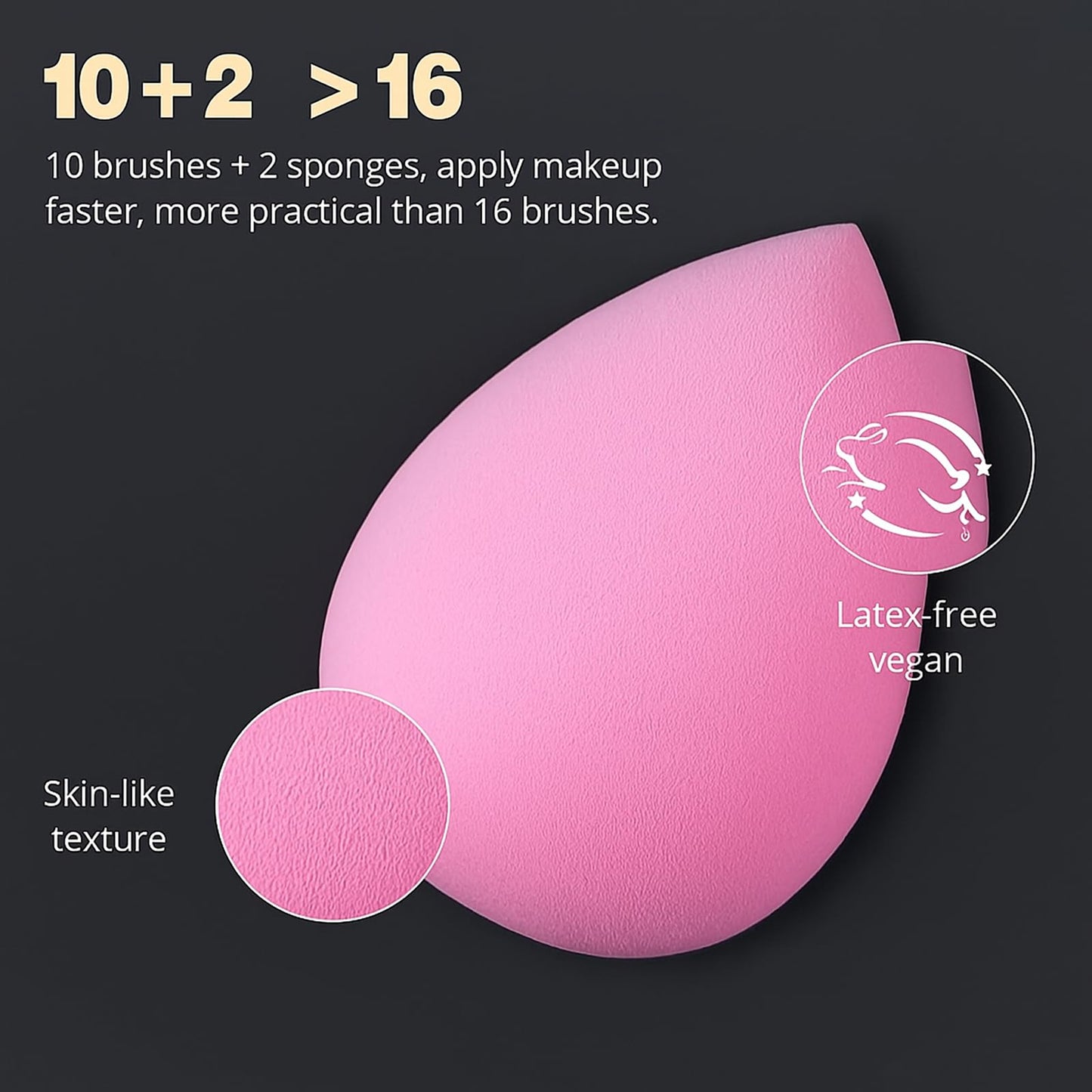 BEAKEY Makeup Brushes Set, Professional Foundation Eyeshadow Concealer Blush Powder Bronzer Applicator, 2 Blender Sponge with Beauty Paper Beauty & Personal Care BEAKEY