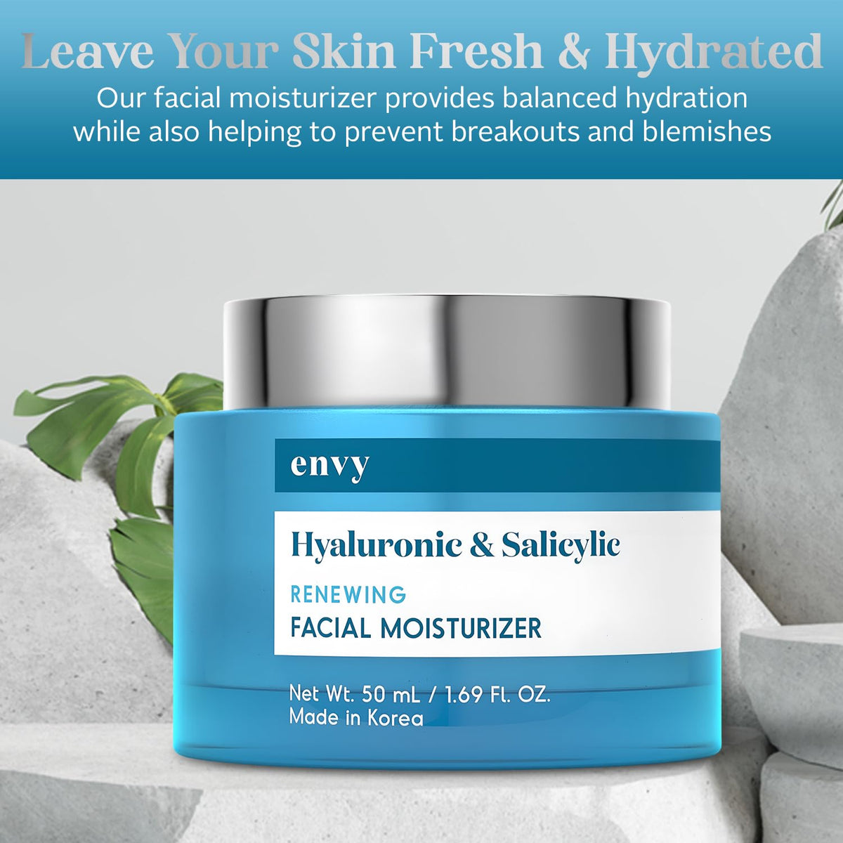 Envy Hyaluronic & Salicylic Acid Face Moisturizer Cream - Hydrating, Acne Scar Reduction & Anti-Aging Day Cream - Dermatologist Tested, Clean Beauty Beauty & Personal Care Envy