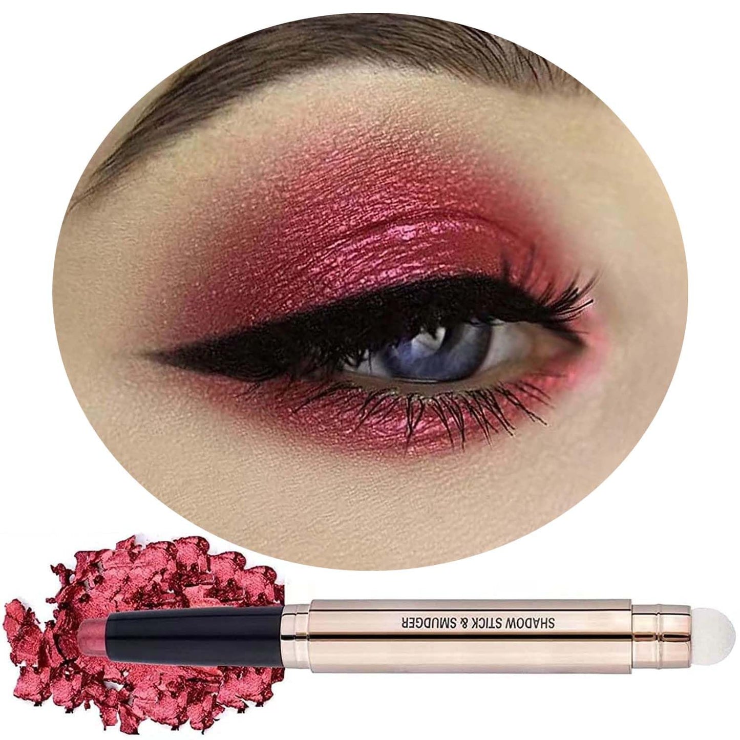 Rose Red Eyeshadow Stick, Cream Smooth Glitter Eyeshadow Pencil Crayon, Hypoallergenic Waterproof Long Lasting Shimmer Eye Shadow Pen Beauty & Personal Care MAY FOLTREN