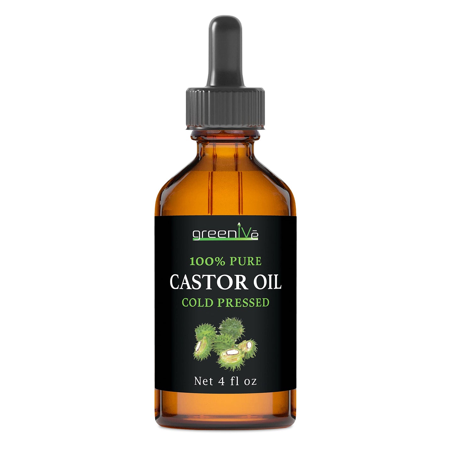 GreenIVe Castor Oil 100% Pure 4 fl oz Bottle Cold Pressed, Hexane Free, Eyelash and Eyebrow Growth Serum, Skin Moisturizer Detox and Wraps Beauty & Personal Care GreenIVe