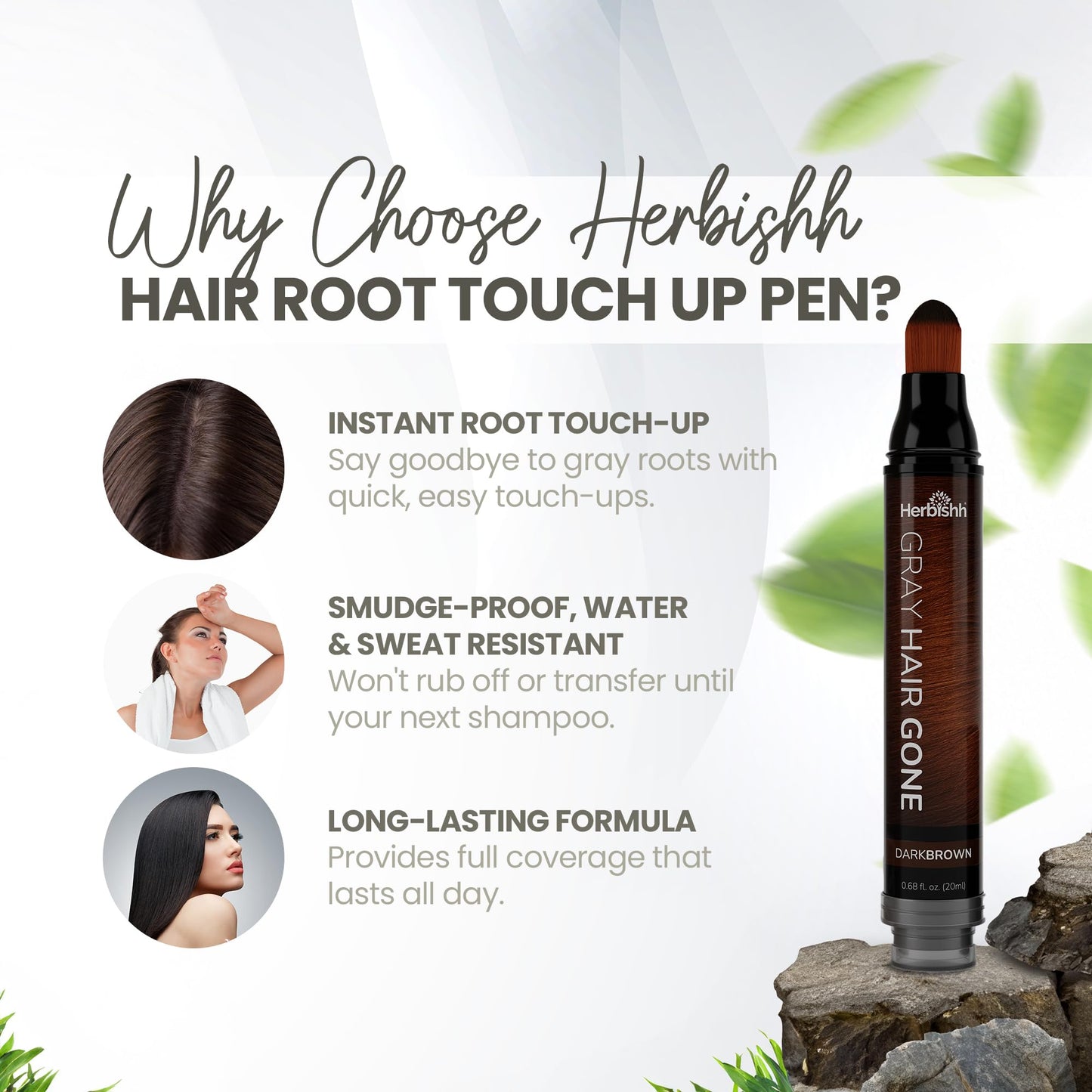 Herbishh Hair Root Touch-up Pen, Instant Gray Coverage & Hair Loss Cover up, Concealer for Thin Hairlines, Water Resistant & Semi Permanent Smudge Beauty & Personal Care Herbishh