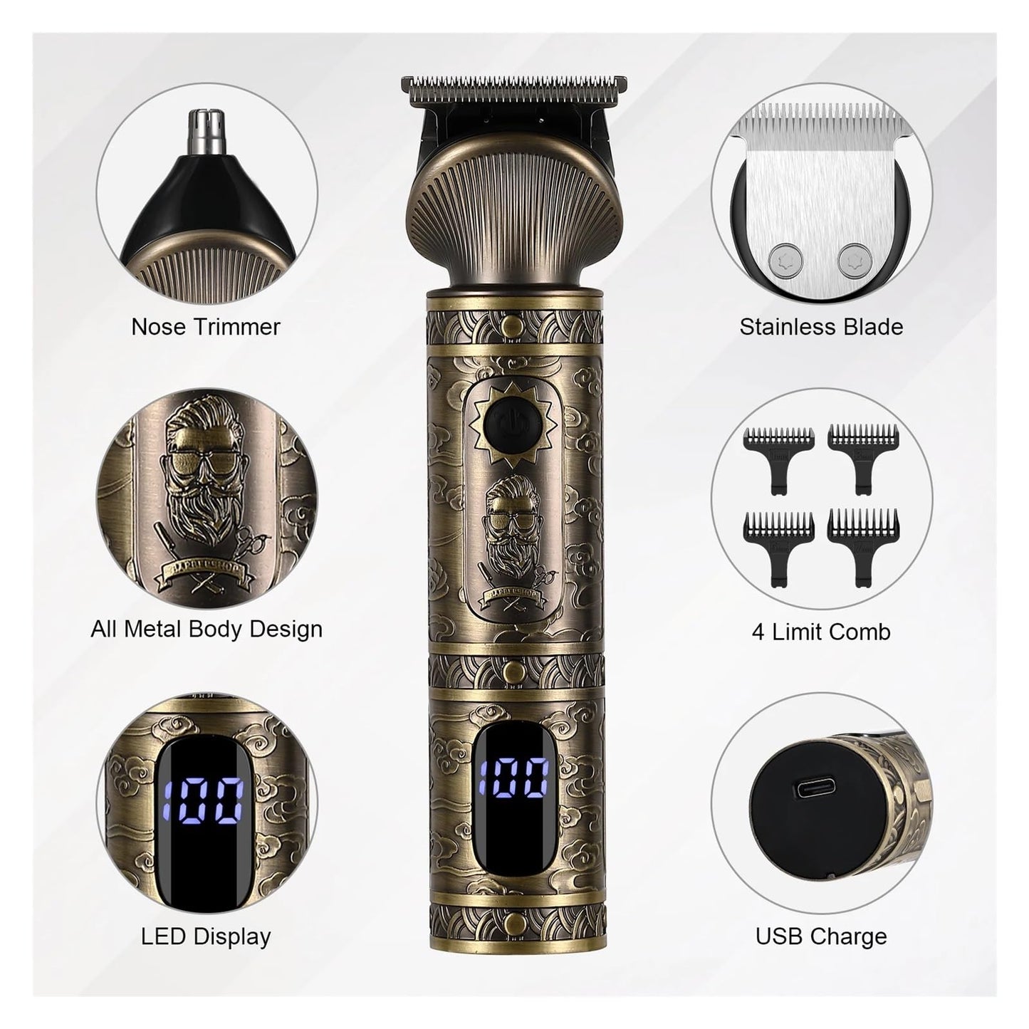 EWKYLSEM Hair Trimmer Professional Clipper Metal Cutting Machine Electric Cordless Rechargeable for Men(Black) Beauty and Personal Care EWKYLSEM