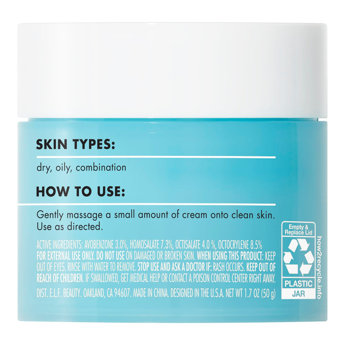 e.l.f. SKIN Holy Hydration! Face Cream - Broad Spectrum SPF 30 Sunscreen, Moisturizes & Softens Skin, Quick-Absorbing & Ultra-Hydrating, 1.7 Oz (50g) Beauty & Personal Care e.l.f.