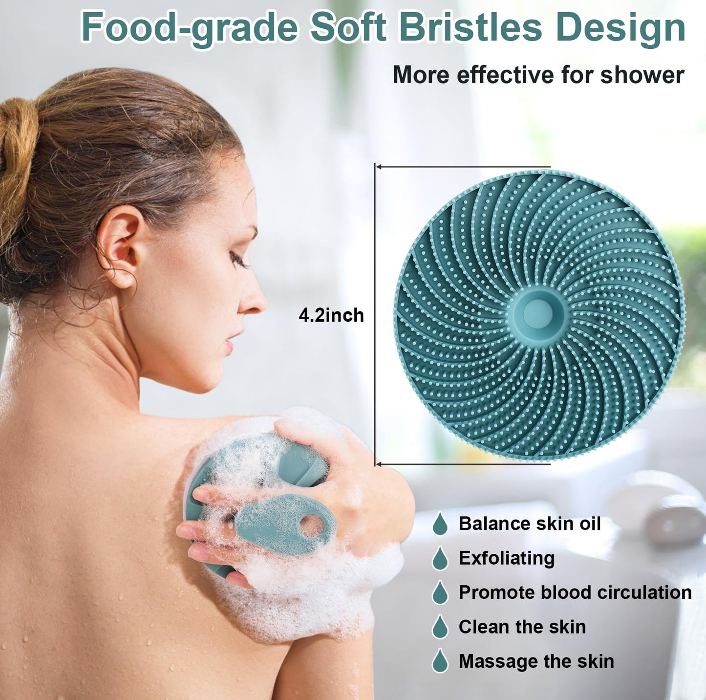 INNERNEED® More Hygienic Silicone Body Scrubber Exfoliating & Massaging Shower Brush, Bathing Tool, for All Skin Types, Lathers Well, Longer Service Beauty & Personal Care INNERNEED