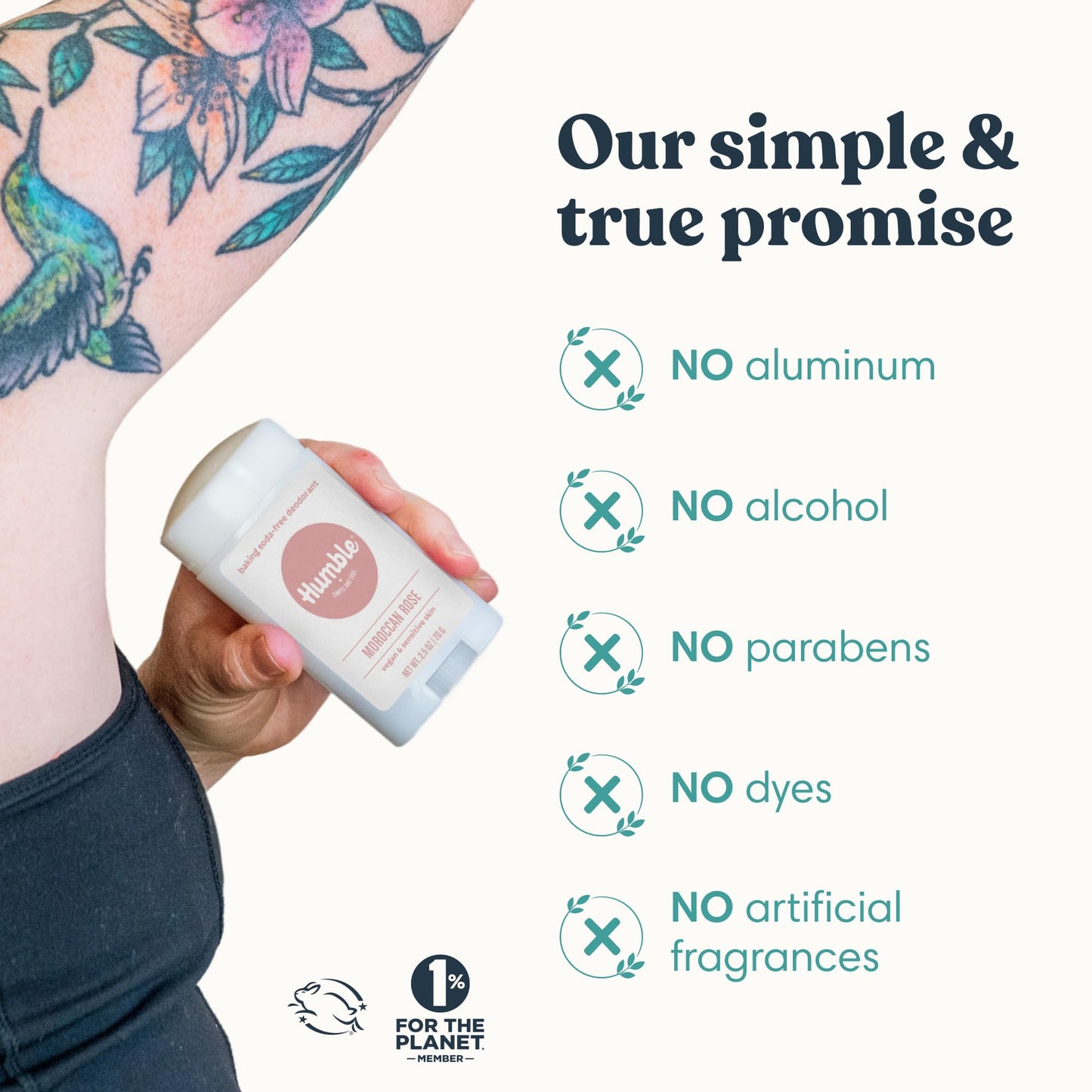 Humble Aluminum-Free Deodorant for Women & Men, Moroccan Rose - Baking Soda-Free Natural Deodorant Stick for Sensitive Skin with Essential Oils Beauty and Personal Care HUMBLE SIMPLE AND TRUE.