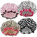TCOTBE 4 Pieces Shower Cap for Women, Elastic and Reusable, Environmental Protection Hair Bath Caps, Double Waterproof Layers Bathing Hat Beauty & Personal Care TCOTBE