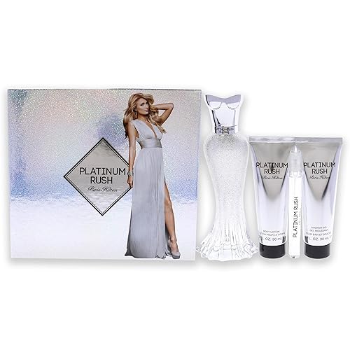 Paris Hilton Platinum Rush Women 4 Pc Gift Set 3.4 oz EDP Spray, 0.33oz EDP Spray, 3oz Body Lotion, 3oz Shower Gel Beauty & Personal Care Paris Hilton