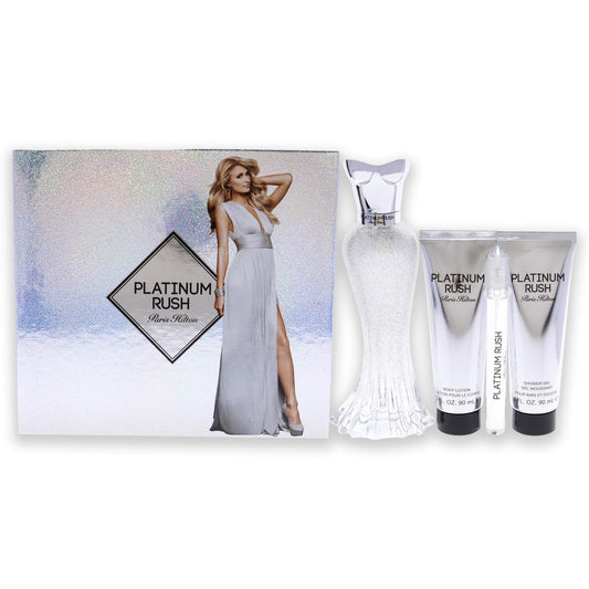 Paris Hilton Platinum Rush Women 4 Pc Gift Set 3.4 oz EDP Spray, 0.33oz EDP Spray, 3oz Body Lotion, 3oz Shower Gel Beauty & Personal Care Paris Hilton