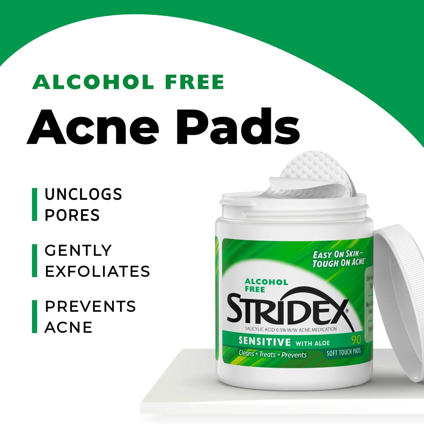Stridex Daily Care Acne Pads with Aloe, Sensitive Skin - 90 Count (Pack of 2) Beauty & Personal Care Stridex