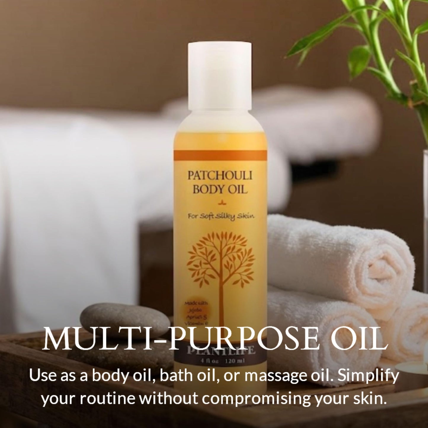 Plantlife Patchouli Body Oil - Moisturizing Natural Body Oil for All Skin Types - Nourishing Dry Skin and Making It Feel Soft and Silky for Women Beauty and Personal Care Plantlife