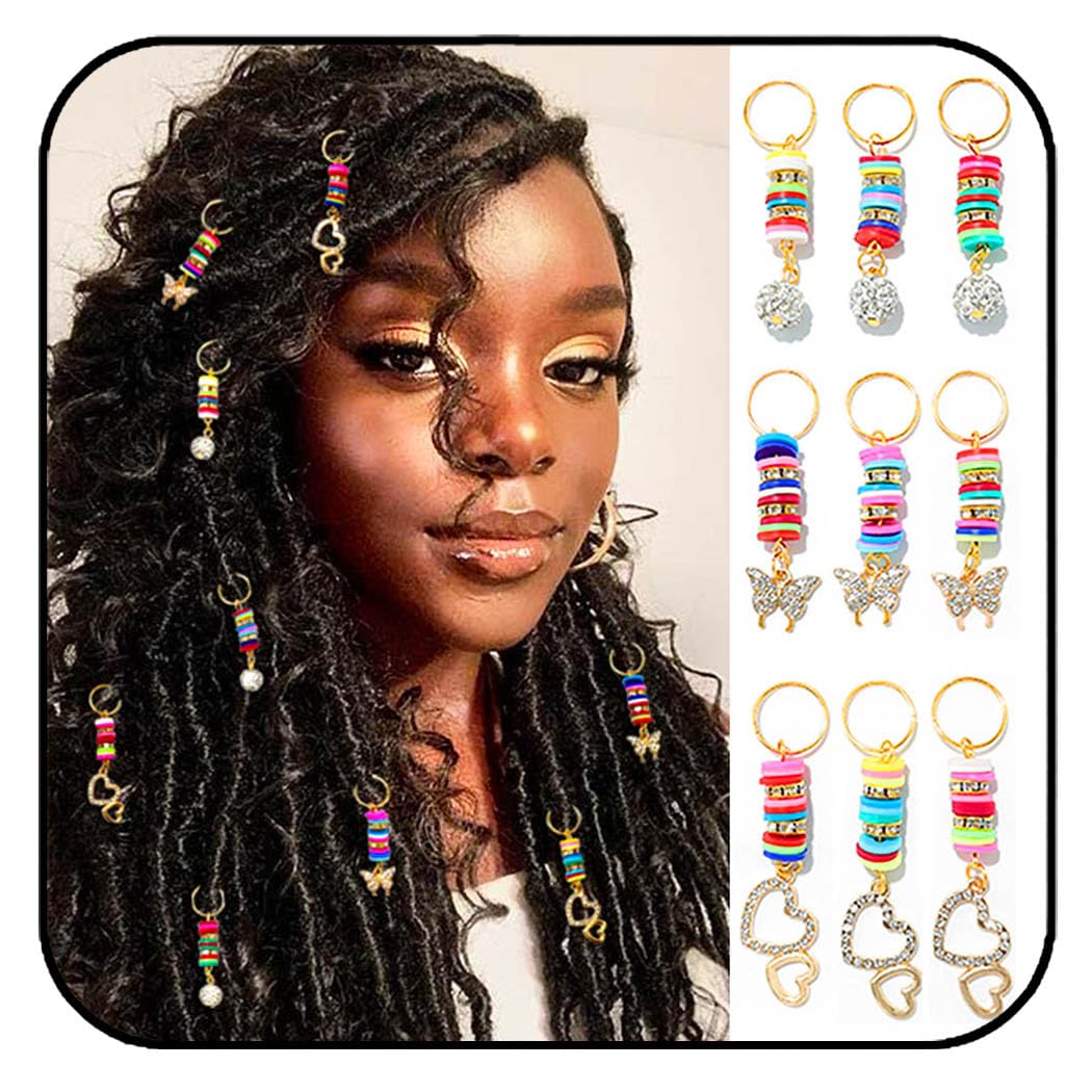 Formery Butterfly Braid Jewelry Gold Rhinestones Hair Charms Heart African Loc Accessories for Black Women (9PCS) Beauty & Personal Care Formery