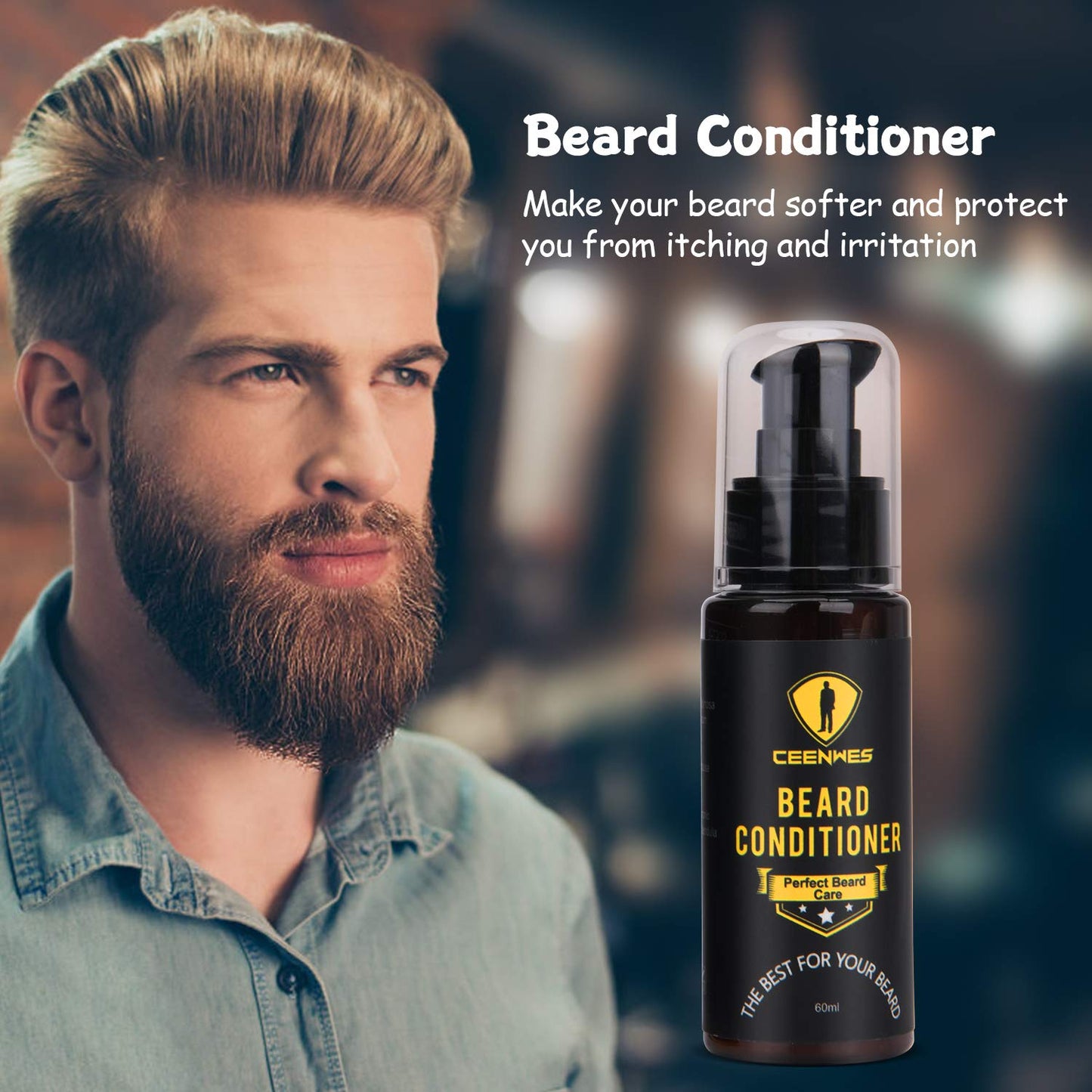Ceenwes Upgraded Beard Grooming Kit - Conditioner, Oil, Brush, Comb, Balm, Scissors, Storage Bag for Beard and Mustache Trimming, Perfect Men's Gift Beauty & Personal Care Ceenwes